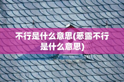不行是什么意思(恶露不行是什么意思)