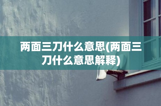 两面三刀什么意思(两面三刀什么意思解释)