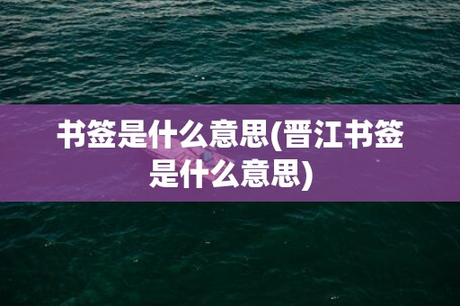 书签是什么意思(晋江书签是什么意思)