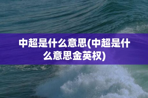 中超是什么意思(中超是什么意思金英权)