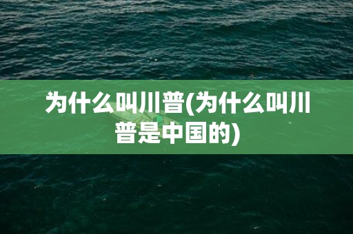 为什么叫川普(为什么叫川普是中国的)