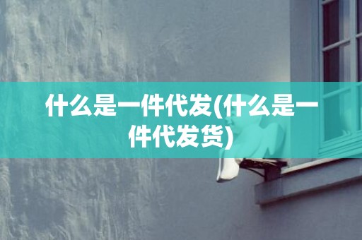 什么是一件代发(什么是一件代发货)