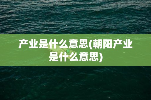 产业是什么意思(朝阳产业是什么意思)