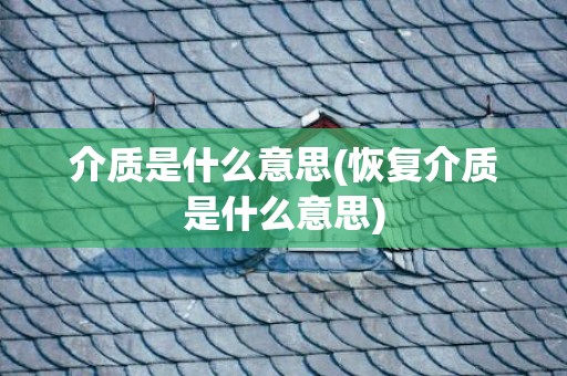 介质是什么意思(恢复介质是什么意思)