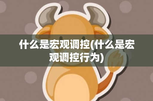 什么是宏观调控(什么是宏观调控行为)