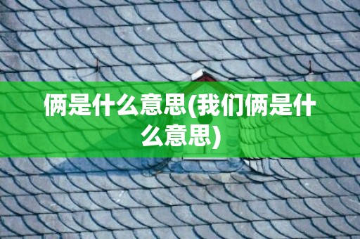 俩是什么意思(我们俩是什么意思)