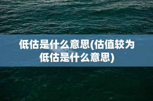 低估是什么意思(估值较为低估是什么意思)