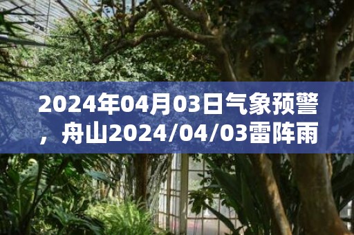 2024年04月03日气象预警，舟山2024/04/03雷阵雨转小雨最高温度25度