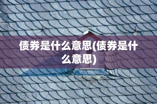 债券是什么意思(债券是什么意思)