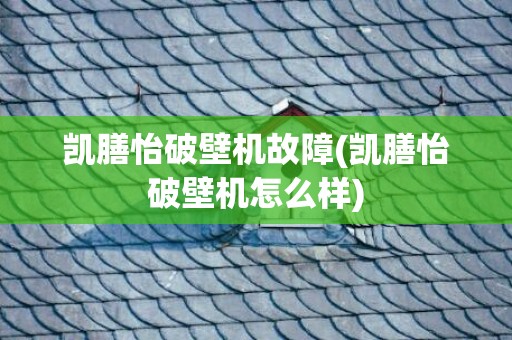 凯膳怡破壁机故障(凯膳怡破壁机怎么样)