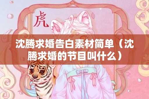 沈腾求婚告白素材简单（沈腾求婚的节目叫什么）