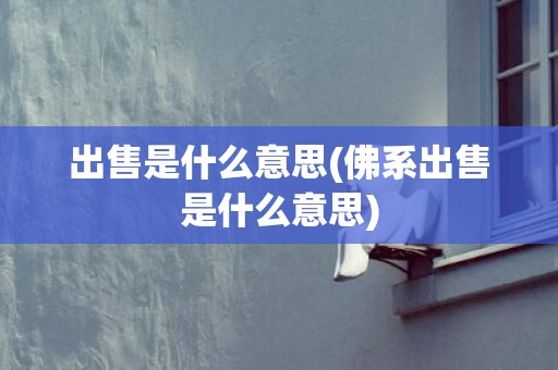 出售是什么意思(佛系出售是什么意思)