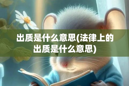 出质是什么意思(法律上的出质是什么意思)
