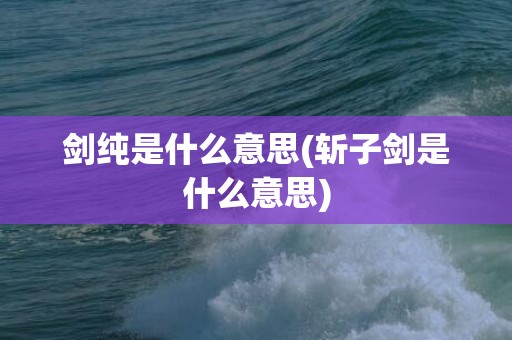 剑纯是什么意思(斩子剑是什么意思)