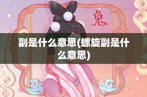 副是什么意思(螺旋副是什么意思)