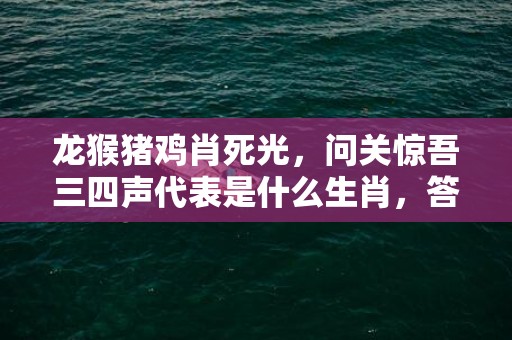龙猴猪鸡肖死光，问关惊吾三四声代表是什么生肖，答案曝光落实