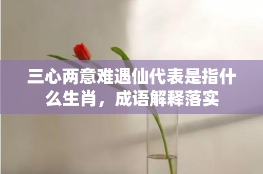 三心两意难遇仙代表是指什么生肖，成语解释落实