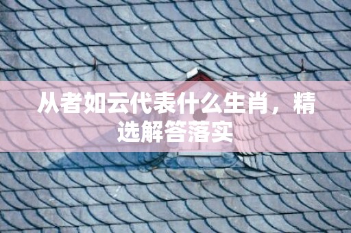 从者如云代表什么生肖，精选解答落实
