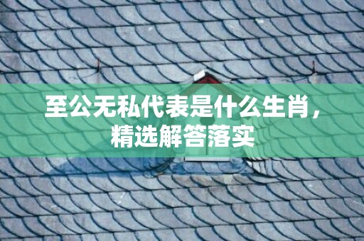 至公无私代表是什么生肖，精选解答落实