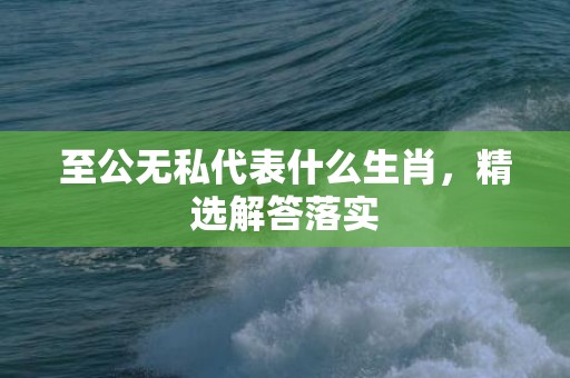 至公无私代表什么生肖，精选解答落实