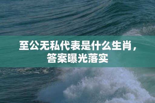 至公无私代表是什么生肖，答案曝光落实