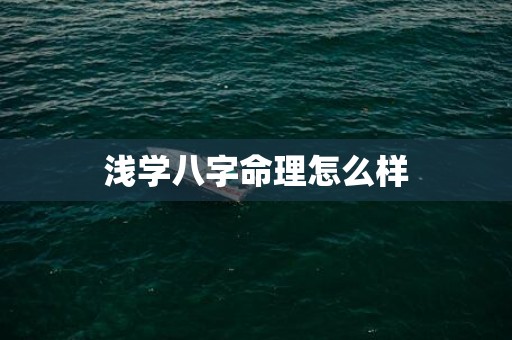 浅学八字命理怎么样