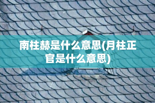 南柱赫是什么意思(月柱正官是什么意思)