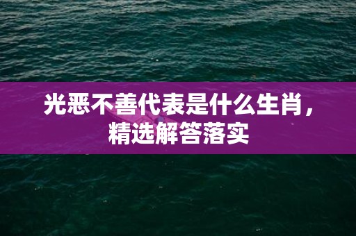 光恶不善代表是什么生肖，精选解答落实