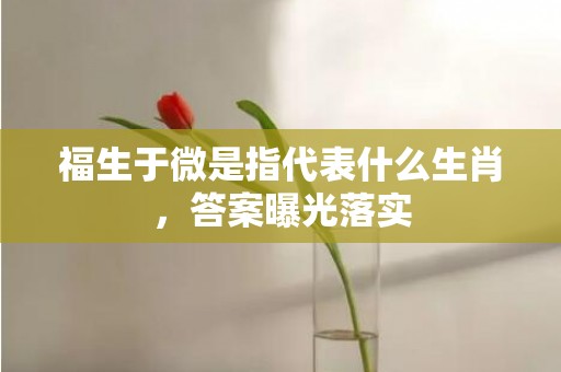 福生于微是指代表什么生肖，答案曝光落实