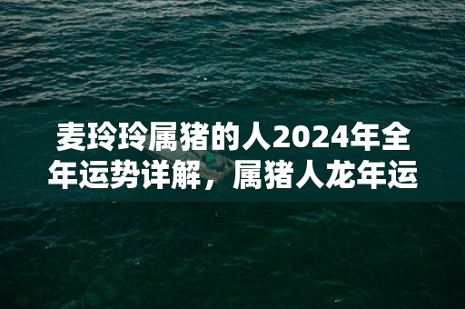 麦玲玲属猪的人2024年全年运势详解，属猪人龙年运程及每月运势，麦玲玲属猪的人2024年全年运势详解，属猪人龙年运程及每月运势