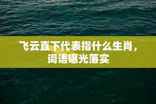 飞云直下代表指什么生肖，词语曝光落实