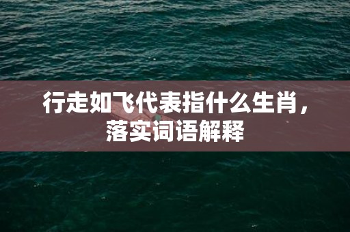行走如飞代表指什么生肖，落实词语解释