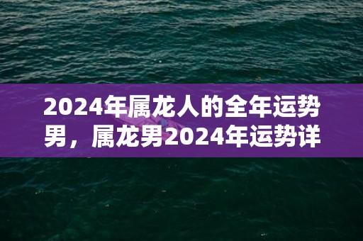 2024年属龙人的全年运势男，属龙男2024年运势详解，2024年属龙人的全年运势男，属龙男2024年运势详解