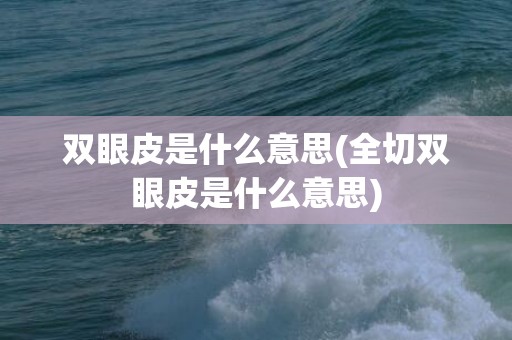 双眼皮是什么意思(全切双眼皮是什么意思)