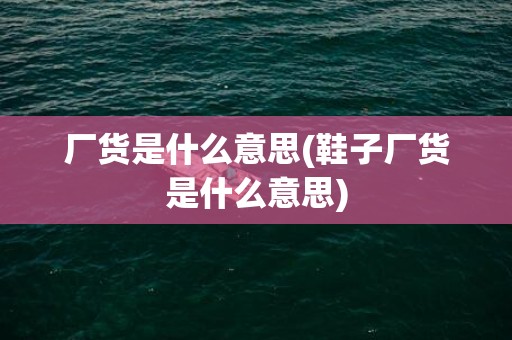 厂货是什么意思(鞋子厂货是什么意思)