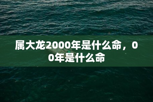 属大龙2000年是什么命，00年是什么命