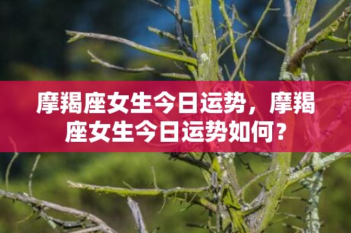 摩羯座女生今日运势，摩羯座女生今日运势如何？