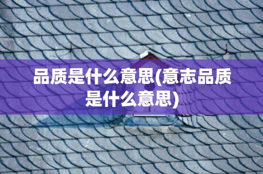 品质是什么意思(意志品质是什么意思)