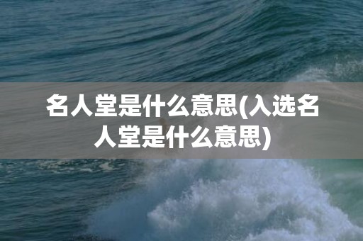 名人堂是什么意思(入选名人堂是什么意思)