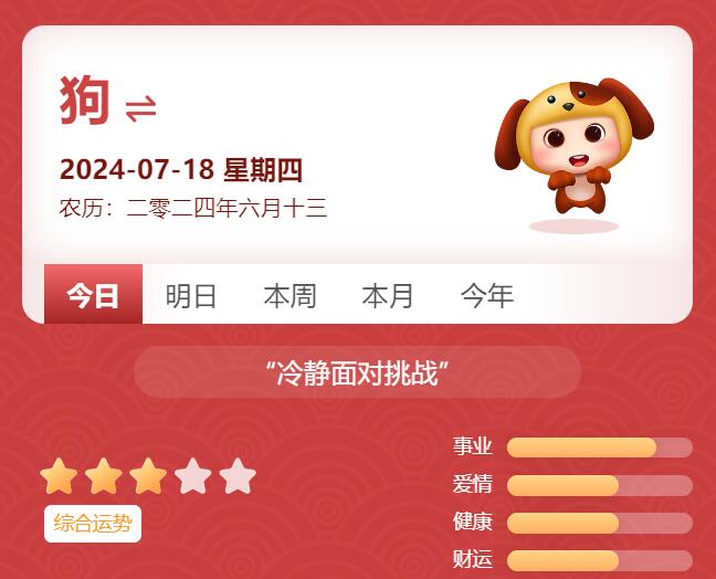 2024年8月生肖狗运势，对8月事业、财富、感情深入分析